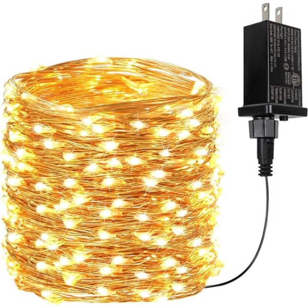 66Ft 200 LED Fairy Lights Plug in, Waterproof String Lights Outdoor 8 Modes